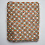 Beige, Gray + Orange Dotted Thick Woven Upholstery Fabric - 60" x 108"
