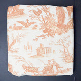 Off-White + Burnt Orange Toile Print Woven Drapery Fabric - 56" x 164"