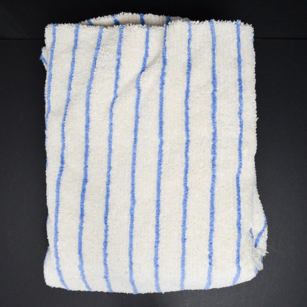 Blue + White Striped Cut Pile Terrycloth Fabric - 60" x 92"