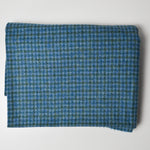 Teal + Gray Houndstooth Wool Blend Woven Fabric - 60" x 88"