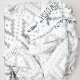 White + Gray Geometric Print Fleece Fabric - 66" x 106"