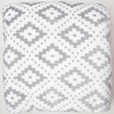 White + Gray Geometric Print Fleece Fabric - 66" x 106"