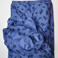 Blue Woodland Print Mesh Knit Fabric - 66" x 204"