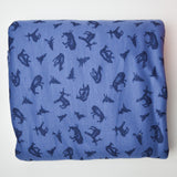 Blue Woodland Print Mesh Knit Fabric - 66" x 204"