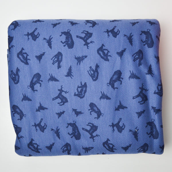 Blue Woodland Print Mesh Knit Fabric - 66" x 204"
