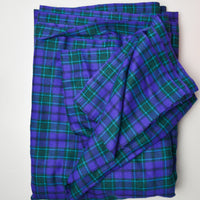 Bright Purple + Green Plaid Wool Blend Woven Fabric - 60" x 132"
