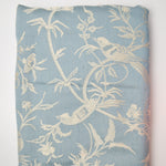 Light Blue + Cream Bird Woven Jacquard Upholstery Fabric - 60" x 104"