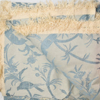 Light Blue + Cream Bird Woven Jacquard Upholstery Fabric - 60" x 104"
