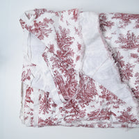 White + Maroon Toile Print Woven Canvas Fabric - 60" x 328"
