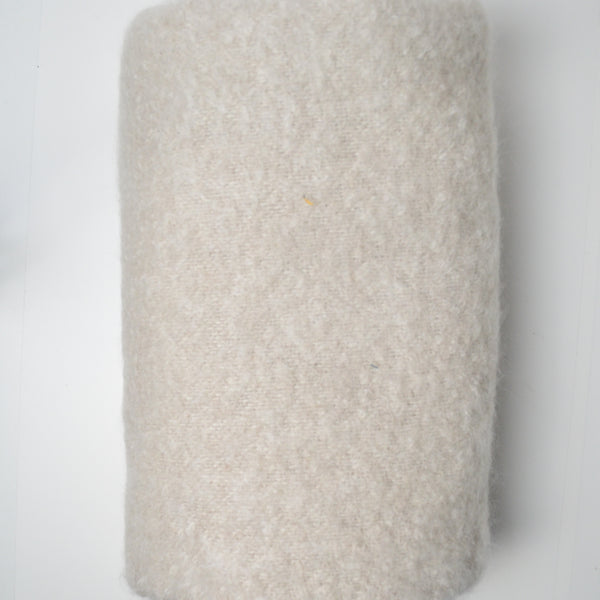 Beige Boucle Wooly Woven Fabric - 56" x 66"