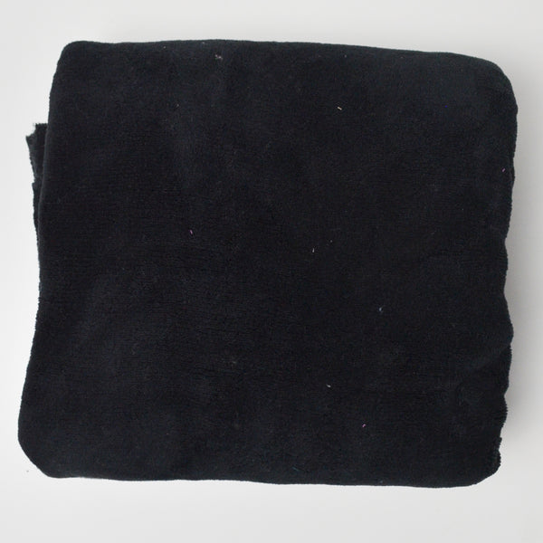 Black Furry Terrycloth-Like Knit Fabric - 38" x 68"