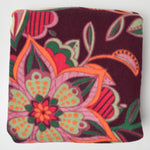 Maroon, Orange + Purple Floral Print Fleece Fabric - 66" x 72"