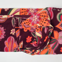 Maroon, Orange + Purple Floral Print Fleece Fabric - 66" x 72"