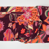 Maroon, Orange + Purple Floral Print Fleece Fabric - 66" x 72"