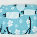 Blue, Black + White Cherry Blossom Print Fleece Fabric - 66" x 82"