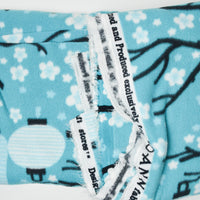 Blue, Black + White Cherry Blossom Print Fleece Fabric - 66" x 82"
