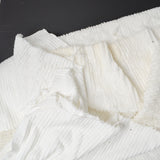 White Plush Terrycloth Cut Pile Stripe Fabric - 62" x 70"