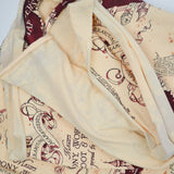 Beige + Maroon Marauder's Map Print Stretch Knit Fabric - 60" x 176"