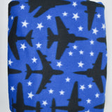 Blue + Black Patriotic Plane Print Fleece Fabric - 60" x 144"