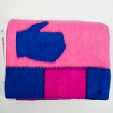 Pink, Blue + Purple Patchwork Print Fleece Fabric - 66" x 74"