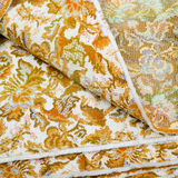 Orange + Green Floral Jacquard Woven Upholstery Fabric - 57" x 184"