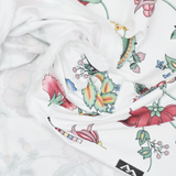 White + Colorful Floral Woven Drapery Fabric - 57" x 188"