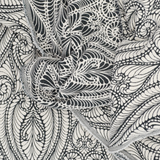 Cream + Black Thick Textured Jacquard Woven Fabric - 51" x 154"