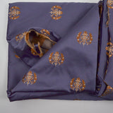 Purple-Blue + Brown Ornate Seal Silky Jacquard Woven Fabric - 56" x 304"