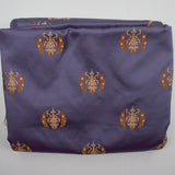 Purple-Blue + Brown Ornate Seal Silky Jacquard Woven Fabric - 56" x 304"