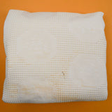 White Waffle Weave + Floral Motif Textured Damask Woven Fabric - 53" x 192" - Some Staining