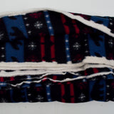 Black, Red + Blue Winter Stripe Print Fleece Fabric - 62" x 144"