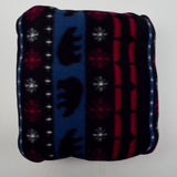 Black, Red + Blue Winter Stripe Print Fleece Fabric - 62" x 144"