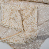 White + Sparkly Gold Jacquard Woven Fabric - 60" x 124"
