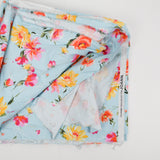 Light Blue, Pink, Orange + Yellow Floral Print Stretch Twill Woven Fabric - 56" x 104"