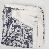 Gray + White Paisley Floral Print Woven Drapery Fabric - 58" x 156"