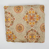 Beige, Orange + Yellow Floral Print Woven Fabric - 60" x 88" Curtain with Pleats