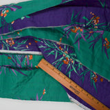 Green, Purple + Orange Bamboo Print Reversible Quilted Fabric - 44" x 90"