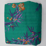Green, Purple + Orange Bamboo Print Reversible Quilted Fabric - 44" x 90"
