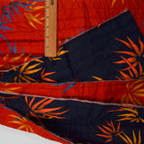 Red, Blue + Yellow Bamboo Print Reversible Quilted Fabric - 42" x 86"