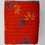 Red, Blue + Yellow Bamboo Print Reversible Quilted Fabric - 42" x 86"