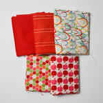 Red Patterned Quilting Weight Woven Fabric Bundle