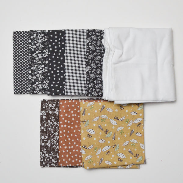 Black, White + Brown Quilting Weight Woven Fabric Bundle