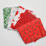 Red + Green Patterned Quilting Weight Woven Fabric Bundle