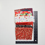Red Patterned Quilting Weight Woven Fabric Bundle