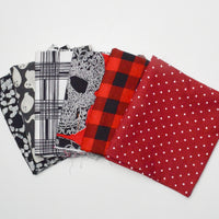 Red + Black Quilting Weight Woven Patterned Fabric Bundle