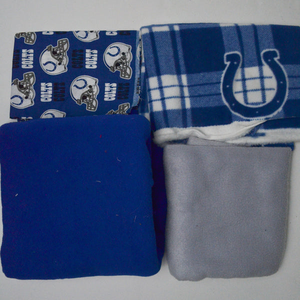 Blue + Gray Fleece + COlts Quilting Cotton Fabric Bundle