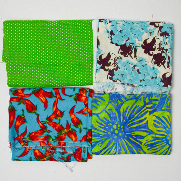 Blue + Green Quilting Weight Woven Fabric Bundle