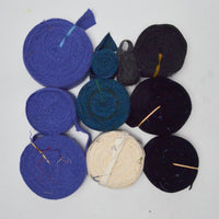 Blue, Purple + Neutral Wool Strips for Rug Braiding - 2.5+ lb.