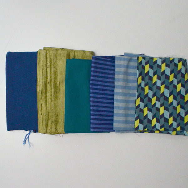 Blue + Green Quilting Weight Fabric Bundle