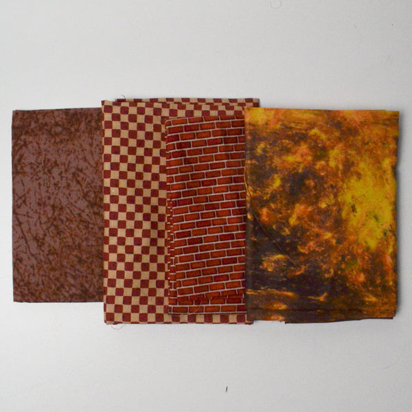 Brown, Checked + Brick Print Quilting Weight Fabric Bundle